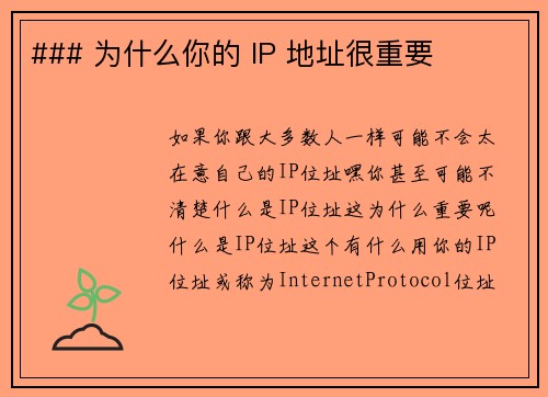 ### 为什么你的 IP 地址很重要 